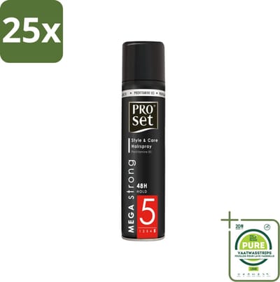25 x Proset - Haarspray - Mega Strong - 48 uur Werking - 300 ml - Grootverpakking - Haarspray - 48 Uur Hold - Extra Volume - Gezond Haar - ProVitamine B5