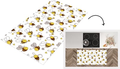 Keukenloper - Loper keuken - Bij - Bloemen - Hart - Patronen - 120x60 cm - Keukenloper vinyl
