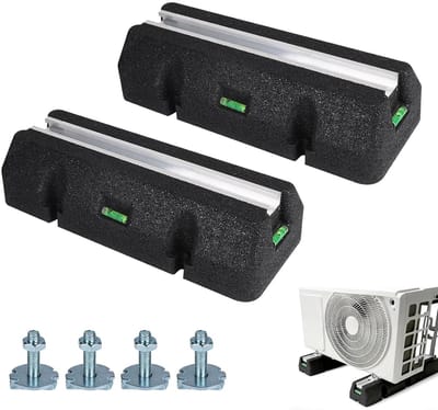 Antivibratieblokken Warmtepomp - Trillingsdempers Rubber - Stabiele Plaatsing - Inclusief Waterpas - 400 mm Lengte - Zwart