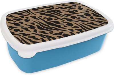 Broodtrommel Blauw - Lunchbox - Brooddoos - Patronen - Design - Panterprint - 18x12x6 cm - Kinderen - Jongen