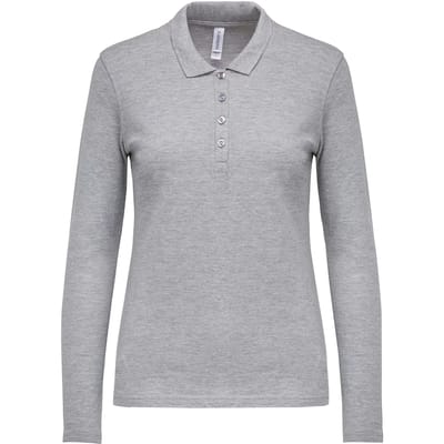 Kariban Piqué-damespolo lange mouwen K257 - Dark Grey - M