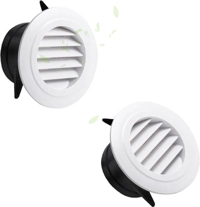 Ventilatieroosters 2 stuks - Ronde roosters - Efficiënte ventilatie - Met insectennet - 95 mm kanaal - Wit