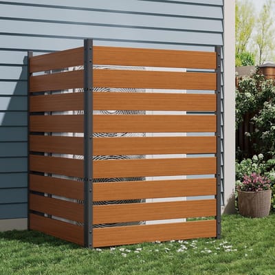 Houten Privacy Scherm - Set van 2 Cederhouten Tuinschermen - 124 x 250 cm - Teak - Zonder Graven met Grondpinnen - Ombouw voor Kliko, Airco en Zwembadpomp - Tuinafscheiding