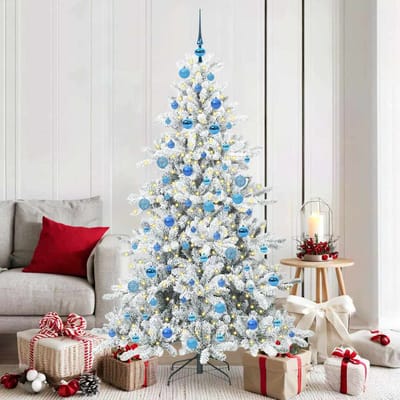 vidaXL - Kunstmatige - Hinged - Kerstboom - Wit - 180 - cm - PVC - en - Staal