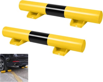 2x Parkeerstopper Wielstop Garagestopper voor Nauwkeurig Parkeren - Zwart/Geel Staal
