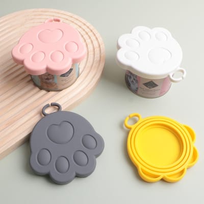 4 stuks Cat Paw Covers, siliconen voedseldeksels, 11.2 x 10.2cm， compact, lekbestendig, authentieke herbruikbare stretch covers, flexibele keukenbeschermers voor kommen, groenten, mokken