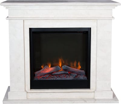 Xaralyn Elektrische haard - Kos ELE-SWP - wit gepolijst natuursteen - 1500 Watt verwarming - met afstandsbediening - haardombouw inclusief inbouwhaard - schouw