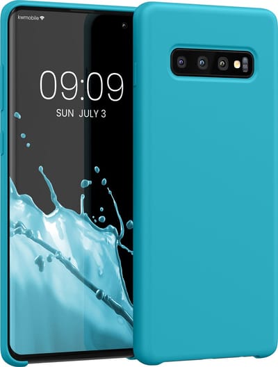 kwmobile telefoonhoesje geschikt voor Samsung Galaxy S10 Plus / S10+ - Hoesje met siliconen coating - Smartphone case in ijsblauw