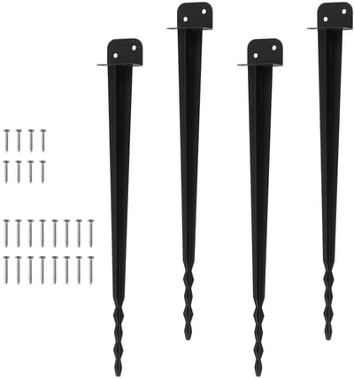 Grondankers Set - Paalhouders Bodemankers - Tuinconstructies Plaatsen - Met Getande Punt - 70 cm - Zwart