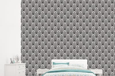 Behang - Fotobehang Patronen - Abstract - Zwart - Art Nouveau - Breedte 245 cm x hoogte 220 cm