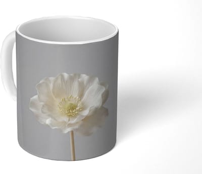 Mok - Koffiemok - Bloem - Minimalistisch -Wit - Mokken - 350 ML - Beker - Koffiemokken - Theemok