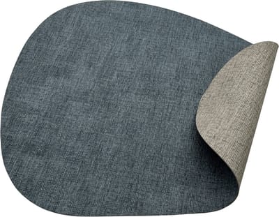 Kade 171 placemats eivormig 6 stuks 44 x 37 cm - lederlook dubbelzijdig blauw en grijs