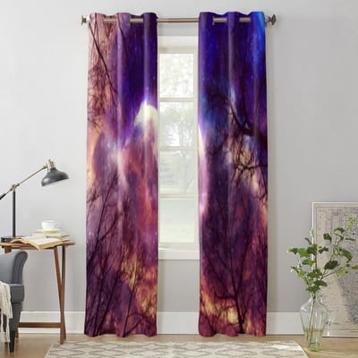 Sterrenhemel Met Volle Maan Raamgordijn Voor Kinderkamer Huisjaloezieën Gordijnen Voor Woonkamer Slaapkamer Raamgordijnen 135W x 60H(cm) x1