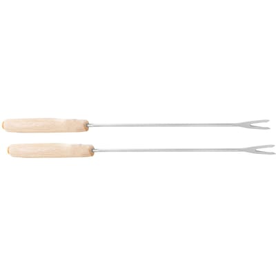 2 pièces Fourchettes à Fondue en Acier Inoxydable Bâtonnets à Fondue au Fromage Bâtonnets à S'mores avec Manche en Bois pour Fontaine à Chocolat Rôti L white