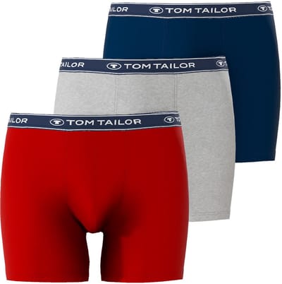 Tom Tailor - Halflange boxershorts in een 3-pack - Maat M/5 - red-medium-solid
