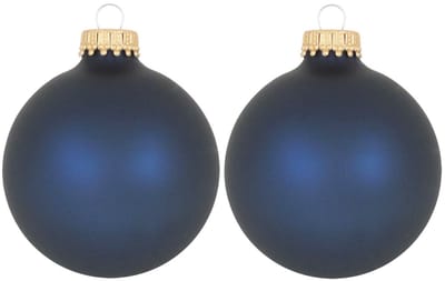 Krebs Kerstballen - 16x st - donkerblauw - glas - 7 cm - Kerstversiering - kerstdecoratie