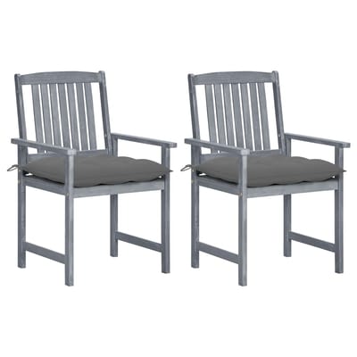 vidaXL - Tuinstoelen - 2 - st - met - kussens - massief - acaciahout - grijs