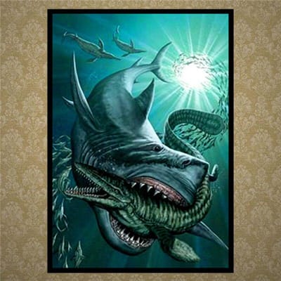 Peinture diamant thème requin, broderie 5D à faire soi-même, dessin animé, point de croix, décoration de la maison 20X30CM