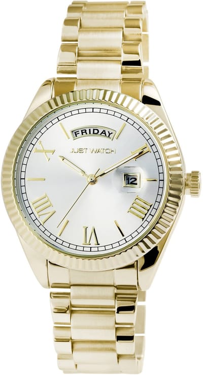 JUST WATCH Herenhorloge roestvrij staal Luka, datumweergave