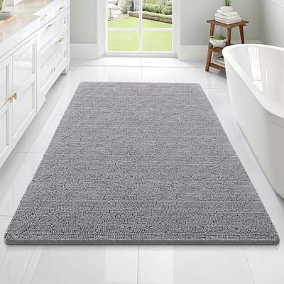 Badmat Chenille - Douchemat Vloerkleed - Badkamer Comfort - Extra Zacht Absorbent - 70x46 cm - Grijs