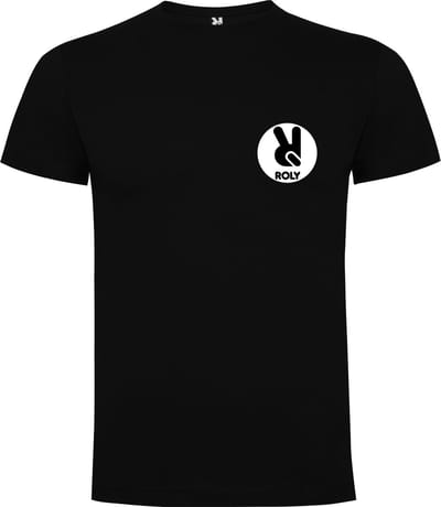 5 Pack T-shirts Zwart met gepersonaliseerd Borstlogo maten zelf te kiezen S t/m 5XL Dogo Premium 165 gram met ronde hals merk Roly