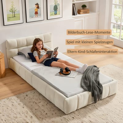 DESMIU Slaapbank 132 X 129 X 93 Cm - 2-In-1 Met Opbergpoef En Omvormbaar Tot Chaise Longue - Voor Woonkamer En Slaapkamer - Eucalyptushout Beige