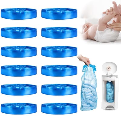 Dailygoods- Navulcassettes 12 Stuks - 4,5 m Navulfolie - Antibacterieel - Compatibel met Angelcare - Voor Achthoekige Luieremmer - Hygiënische Oplossing - Luieremmerfolie