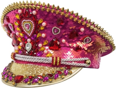 Carnaval Admiraal Pet Luxe Valentijn Goud - Met Steentjes en Pailletten - Volwassenen - One Size - Unisex