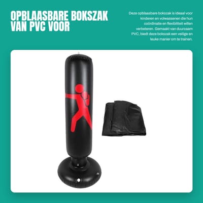 Dailygoods- Bokszak Opblaasbaar 160 cm - PVC Boksdoek - Draagbaar en Duurzaam - Stabiele Structuur - Verbetert Coördinatie - Geschikt voor Kinderen - Boksdoel