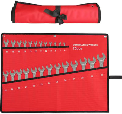 MTTProducts - Key Roll Organiser - Roll-Up Tool Bag - Rood - 25 Compartiments - Ideaal voor DIY en Elektriciens - Handig voor Creatieve Klussen