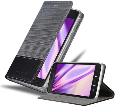 Cadorabo Hoesje geschikt voor Samsung Galaxy XCover 4 / XCover 4s in GRIJS ZWART - Beschermhoes met magnetische sluiting, standfunctie en kaartvakje Book Case Cover Etui