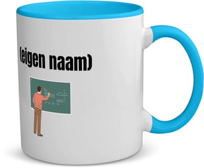 Akyol - docent met krijtbord met eigen naam koffiemok - theemok - blauw - Docent - meesters of juffen - collega's - verjaardag - afscheidscadeau - geschenk - kado - 350 ML inhoud