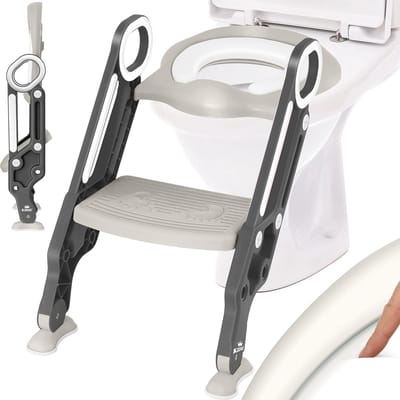Toiletbril voor Kinderen met Trap en Handgrepen – Opvouwbaar en In Hoogte Verstelbaar