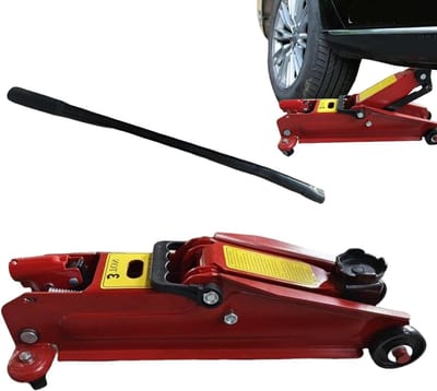 Hydraulische Autokrik - Autobrug Krik - Voertuigonderhoud - Laag Profiel Ontwerp - 3 Ton - Rood/Zwart