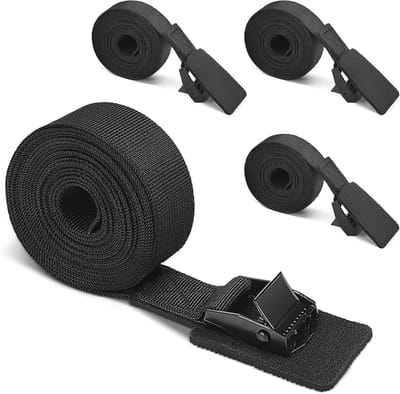 Set van 4 extra sterke spanbanden met bekleding – Verstelbare bevestigingsriemen voor dakkoffer, motorfiets en kajak (2 m)