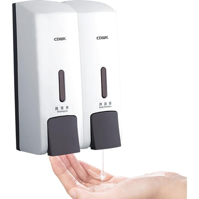 CDWK Handzeepdispenser Wandmontage 300ml*2 Veilige ABS Zeepdispenser met Transparant Venster Gescheiden 2 Pack set