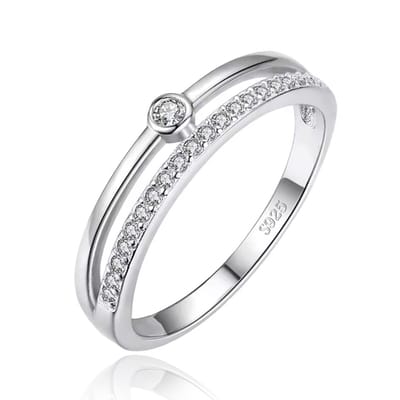 Elenza Sterling .925 Zilveren Solitair Ring met Zirkonia-19mm