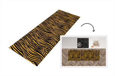 Keukenloper - Loper keuken - Dierenprint - Tijger - Oranje - 150x50 cm - Keukenloper vinyl