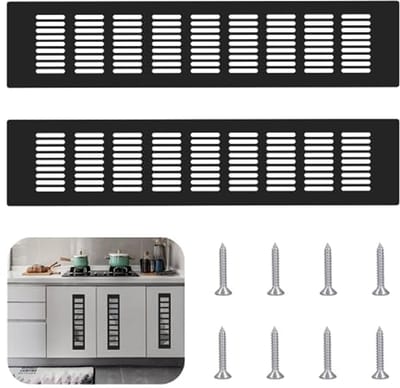 Ventilatie Grilles Set van 2 - Zwart Aluminium 80 x 400 mm voor Kasten en Slaapkamers