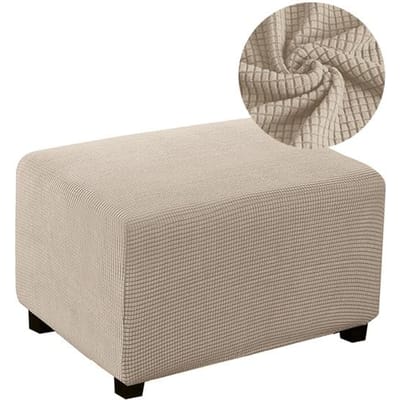 Housse de repose-pieds en tissu Jacquard, 2 tailles, Protection Flexible pour meubles, housse de pouf amovible pour la maison L Size chameau