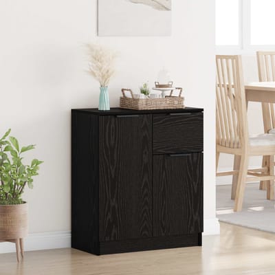 vidaXL - Dressoir - Zwart - Eiken - 60 - x - 30 - x - 70 - cm - Bewerkt - hout