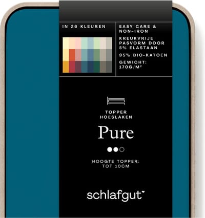 Schlafgut Jersey Pure topper hoeslaken - Tweepersoons - Petrol Deep