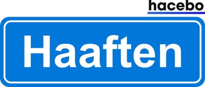 Hacebo - Plaatsnaam Sticker - 29x10 CM - Haaften sticker - Verkeersborden sticker - grappige cadeaus - Haaften
