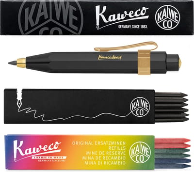 Kaweco - Vulpotlood 3,2 - Classic Sport - Nostalgic Octagonal Clip Vergoldet - Zwart - Met doosje vullingen Zwart - Doosje vullingen 3 kleur