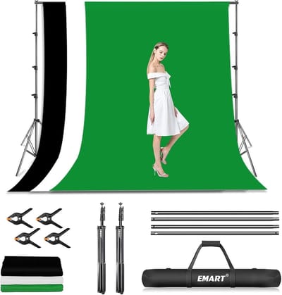 Thijox - Professionele Fotostudio Achtergrondsysteem met Stof 2,6x3m - Fotoachtergrond Statief, Groene Schermset, 4 Veerklemmen voor Fotografie en Vid