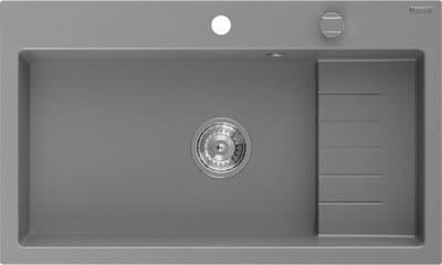 Mexen Omar granieten spoelbak 1-komers 800 x 480 , grijs, sifon chroom - 6520801005-71