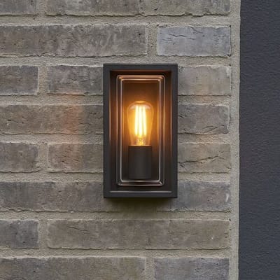 KS Verlichting - wandlamp - Eaton - zwart - buitenlamp - E27 - strak - modern - aluminium - Borosilicaat Glas