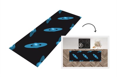 Keukenloper - Loper keuken - Planeten - Blauw - Kinderen - Design - 150x50 cm - Keukenloper vinyl