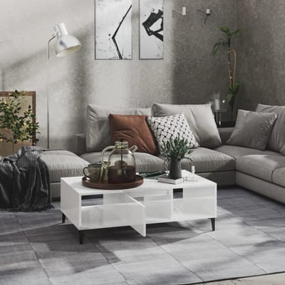 vidaXL - Salontafel - 103,5x60x35 - cm - bewerkt - hout - hoogglans - wit