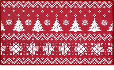 Kerst Deurmat - Voor Binnen, Ingang & Voordeur - Boho Stijl Welkom Vloerkleed, Antislip - Kerstdecoratie - Rood-50x80cm